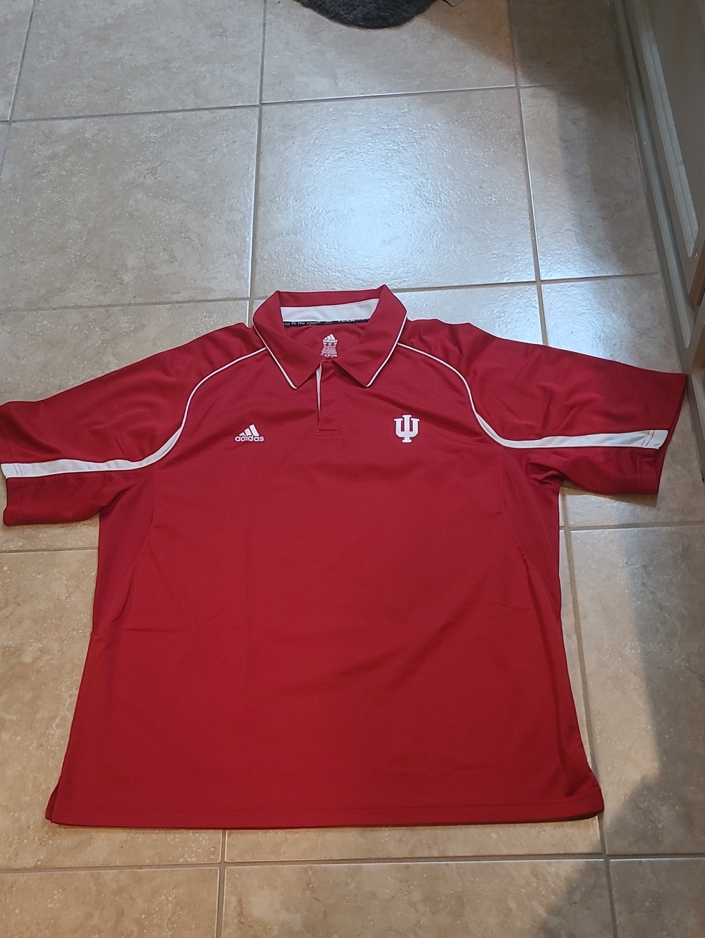 adidas Red Indiana University Polo with White Accents